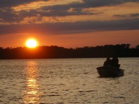 loon cabin sunset lake