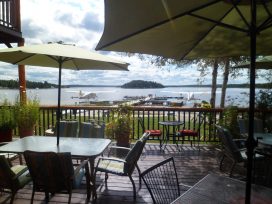 river inn and restaurant patio