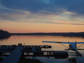 river inn and restaurant outside sunset